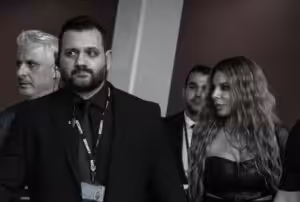 Security professional with famous singer in London