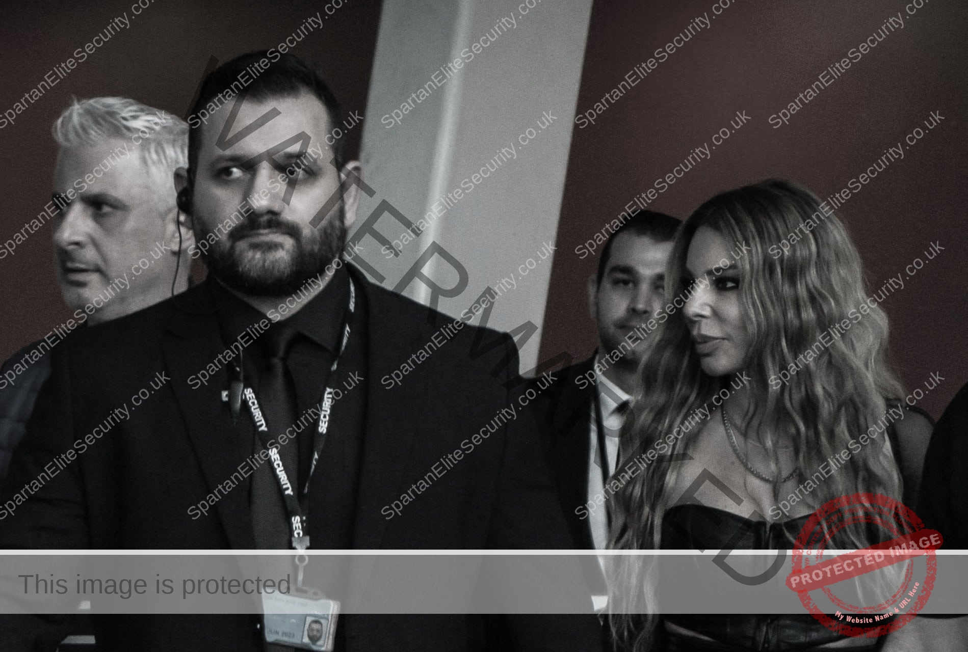 Security professional with famous singer in London