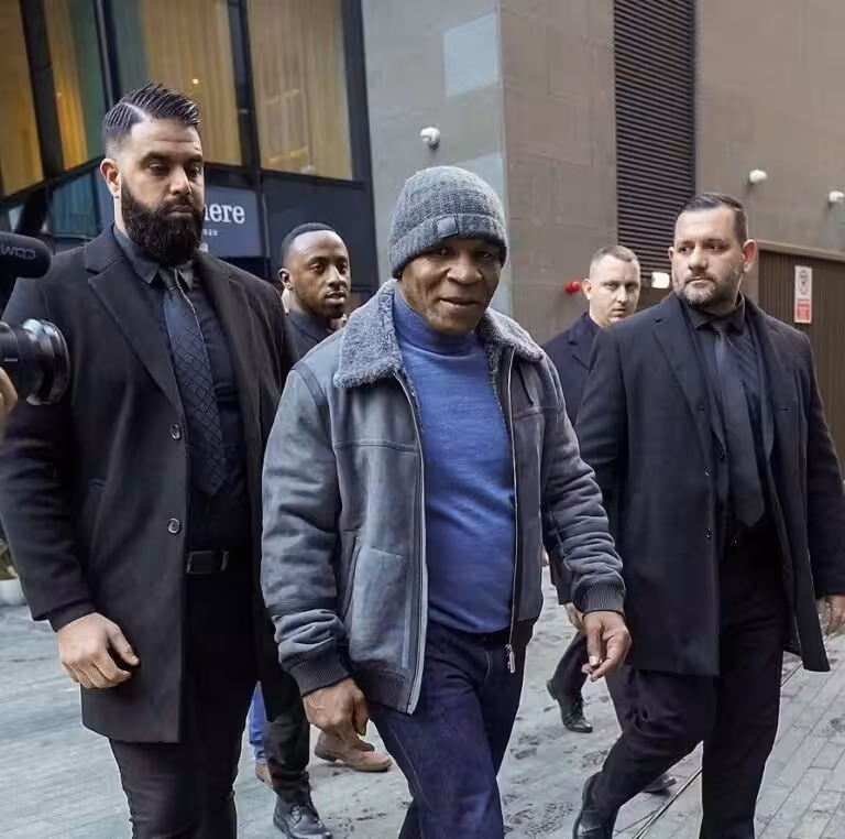 Mike Tyson in Dublin with his close protection team
